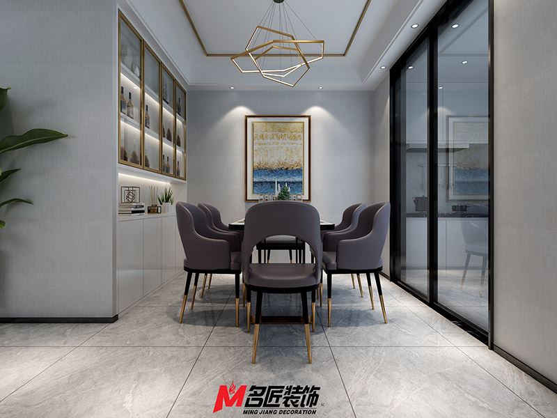 臺州市北門街機關邊輕奢風格三居室裝修案例