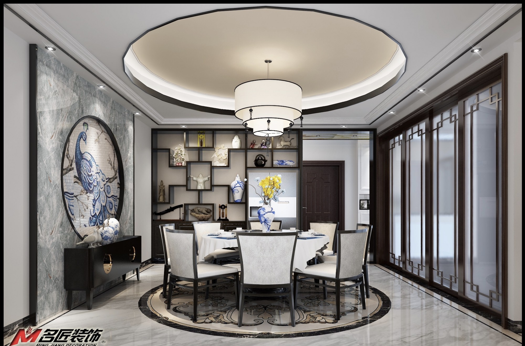 佛山市翡翠西江新中式風格四居室裝修案例