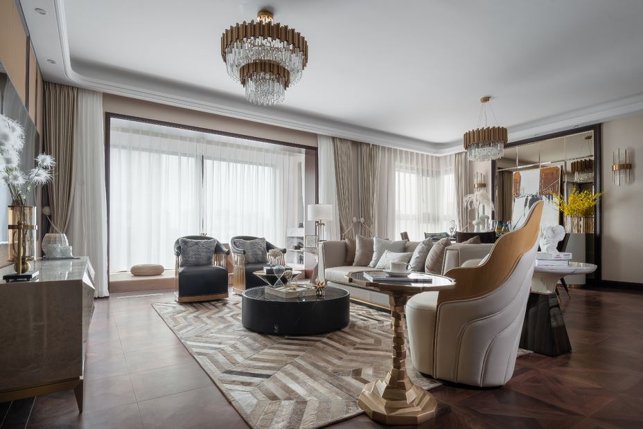 江門市花城又一村輕奢風格三居室裝修案例