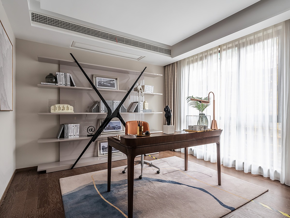 新中式風格家裝設(shè)計別墅裝修效果圖-書房 新中式風格家裝設(shè)計別墅裝修效果圖-書房