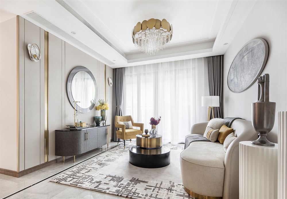 廣州市美林海岸花園輕奢風格三居室裝修案例