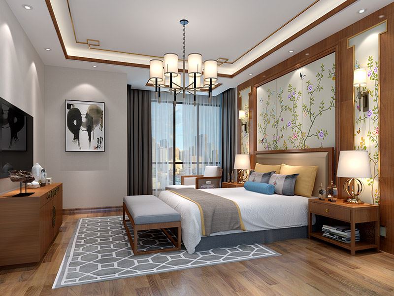 佛山市旭輝雅居樂清樾新中式風格四居室裝修案例