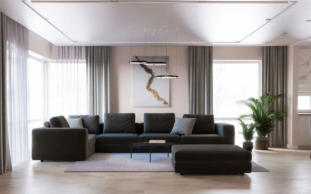 江門市江門奧園輕奢風格三居室裝修案例