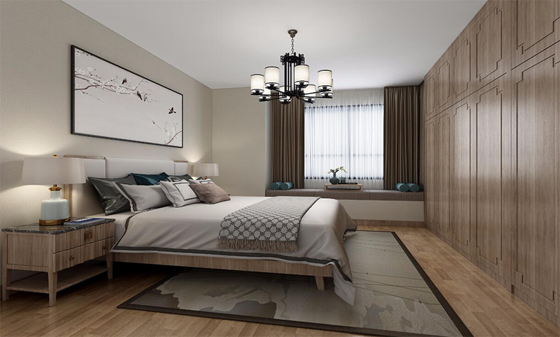 韶關(guān)市金城苑新中式風(fēng)格三居室裝修案例