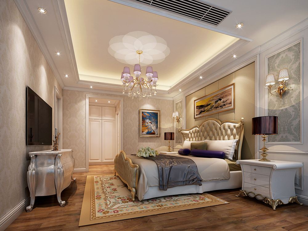 河源市濱河苑住宅區歐式風格四居室裝修案例