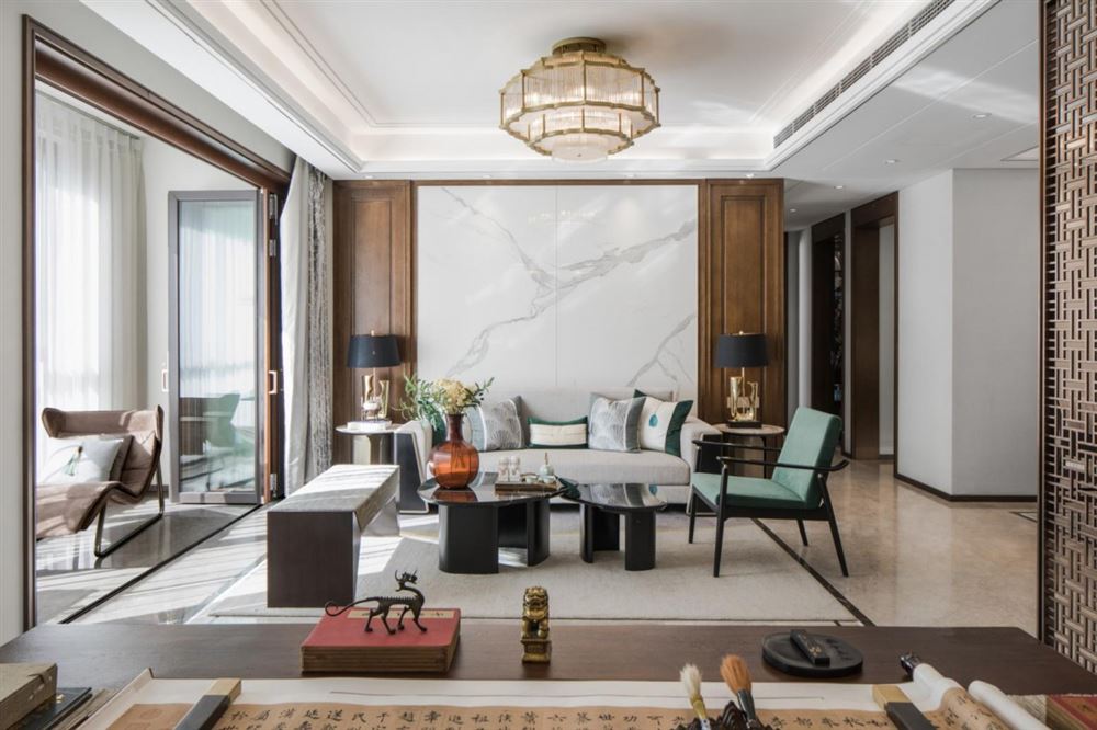 江門(mén)市陽(yáng)光新城新中式風(fēng)格三居室裝修案例