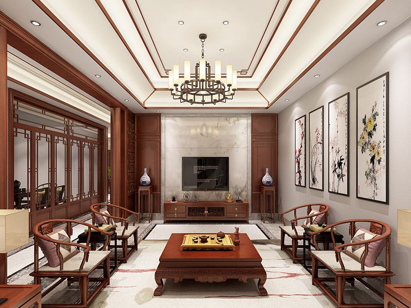 常州市安順嘉苑新中式風格別墅裝修案例