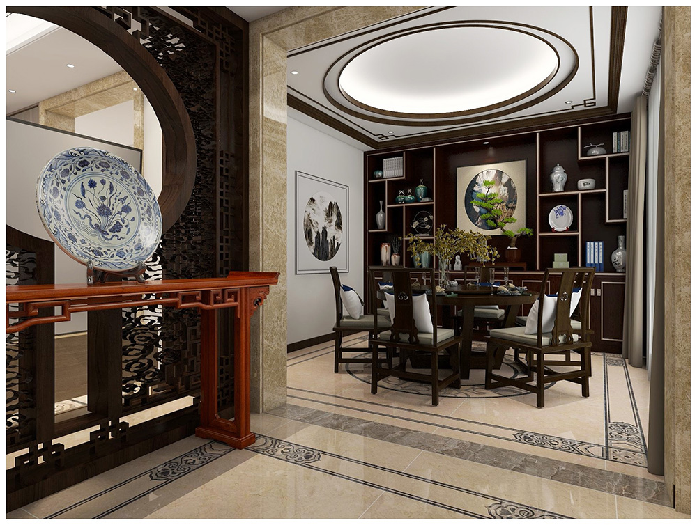 新中式風(fēng)格別墅裝修設(shè)計(jì)效果圖-美的海岸花園別墅366平米-別墅餐廳裝修設(shè)計(jì) 新中式風(fēng)格別墅裝修設(shè)計(jì)效果圖-美的海岸花園別墅366平米-別墅餐廳裝修設(shè)計(jì)