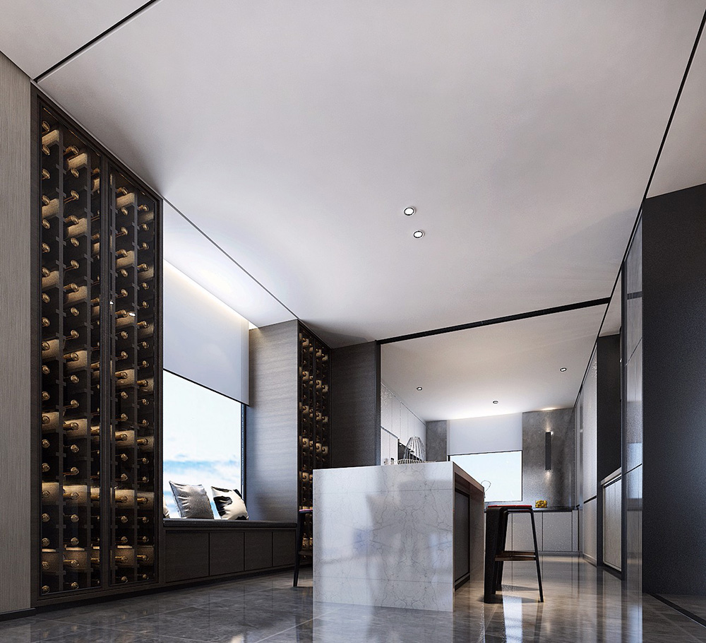 黑白灰現代簡約風格室內裝修效果圖-佛山天湖酈都別墅420平米-別墅吧臺裝修 黑白灰現代簡約風格室內裝修效果圖-佛山天湖酈都別墅420平米-別墅吧臺裝修