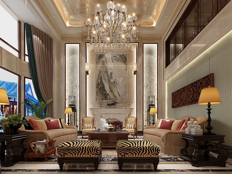 泰州市柏建小區新中式風格別墅裝修案例