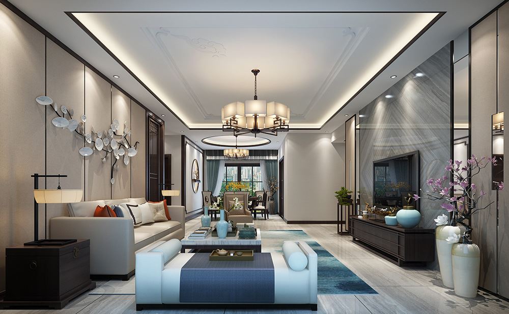 佛山市雅居樂萬象郡新中式風格四居室裝修案例