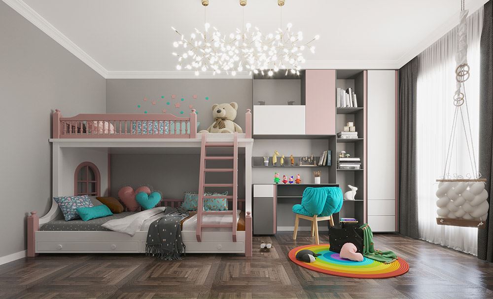 貴港市碧云天小區美式風格四居室裝修案例