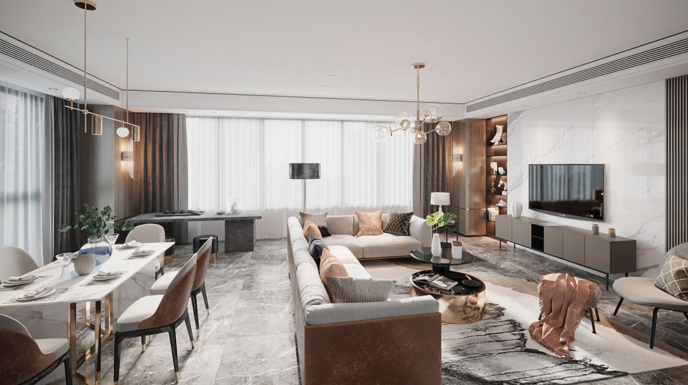 佛山市招商&middot;悅府現(xiàn)代簡(jiǎn)約風(fēng)格三居室裝修案例