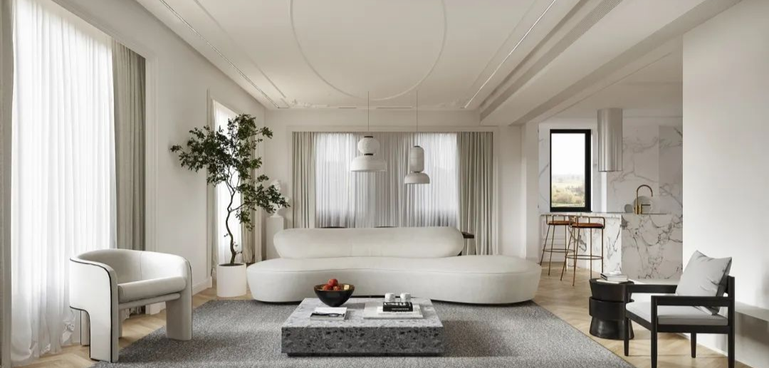 現代法式風格家裝設計室內裝修效果圖-客廳 現代法式風格家裝設計室內裝修效果圖-客廳