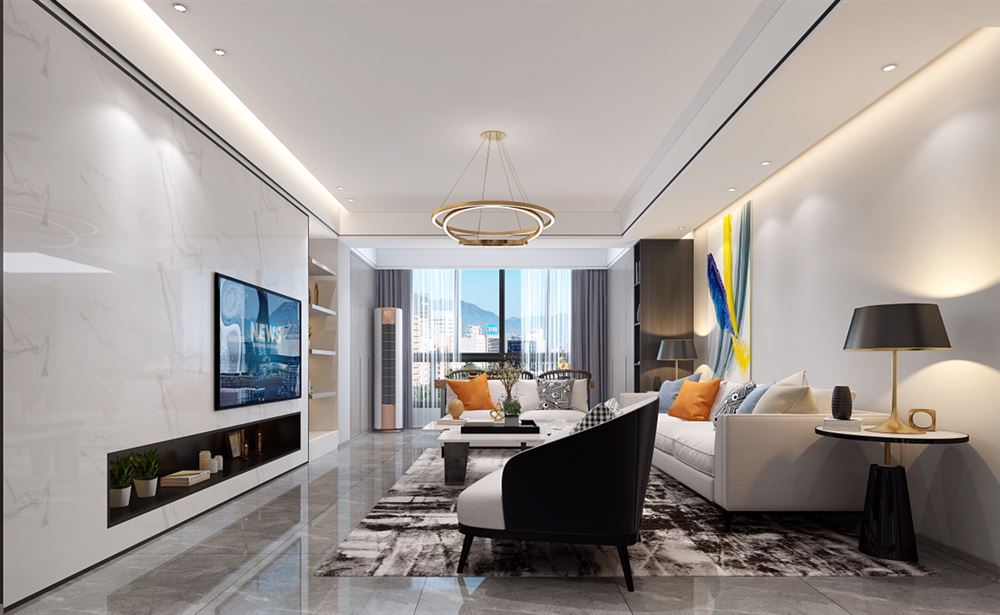 廣州市越秀濱海悅城輕奢風(fēng)格三居室裝修案例