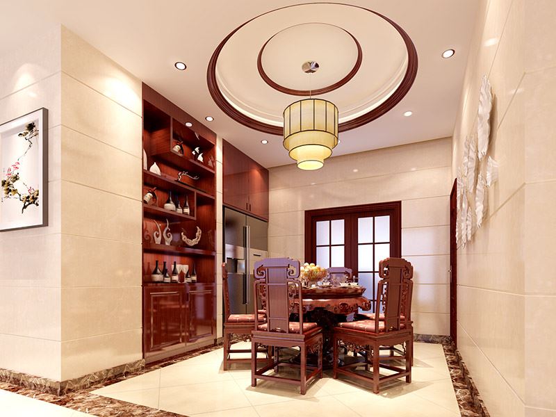 河源市濱河苑住宅區新中式風格三居室裝修案例