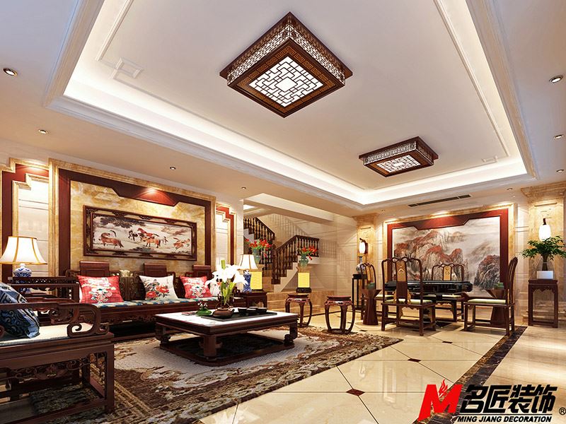 河源市碧桂園星鉆新中式風(fēng)格別墅裝修案例