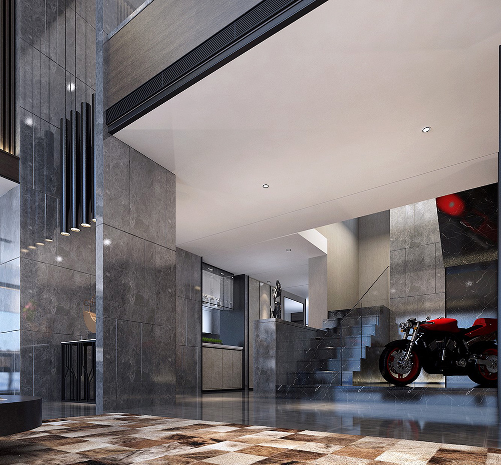 黑白灰現代簡約風格室內裝修效果圖-佛山天湖酈都別墅420平米-別墅客廳裝修 黑白灰現代簡約風格室內裝修效果圖-佛山天湖酈都別墅420平米-別墅客廳裝修