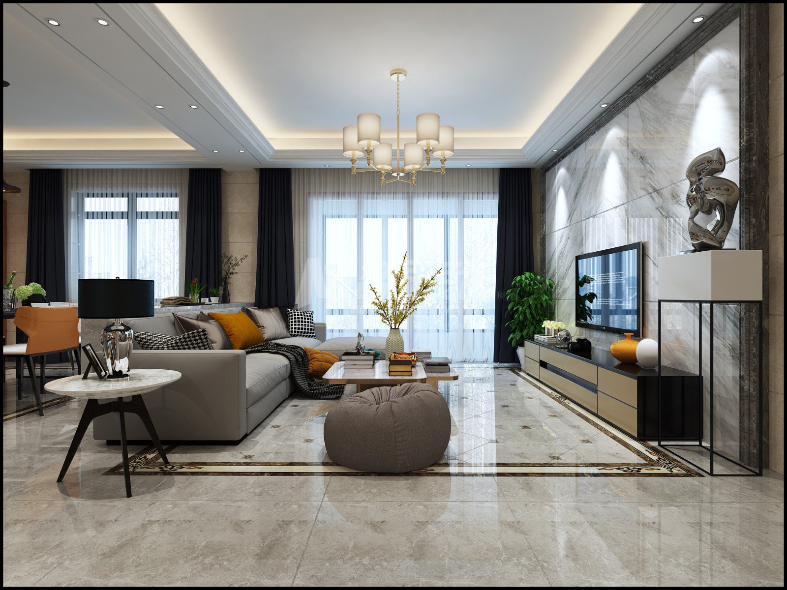 淮安市頤和花園現(xiàn)代簡約風(fēng)格三居室裝修案例