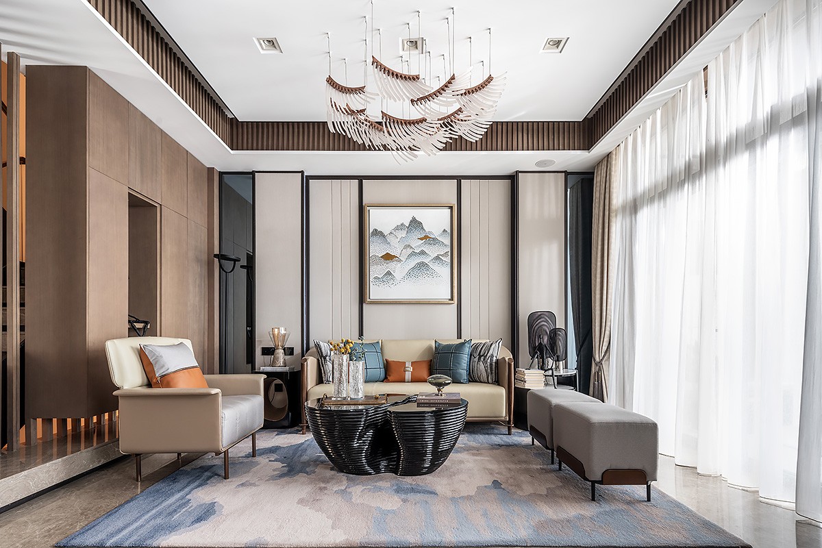 新中式風格家裝設(shè)計別墅裝修效果圖-客廳 新中式風格家裝設(shè)計別墅裝修效果圖-客廳