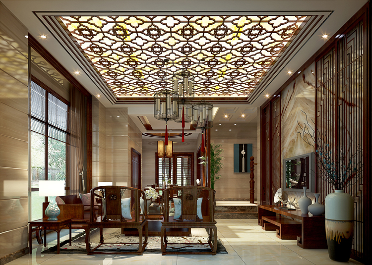 佛山市建投綠地璀璨天城新中式風格別墅裝修案例
