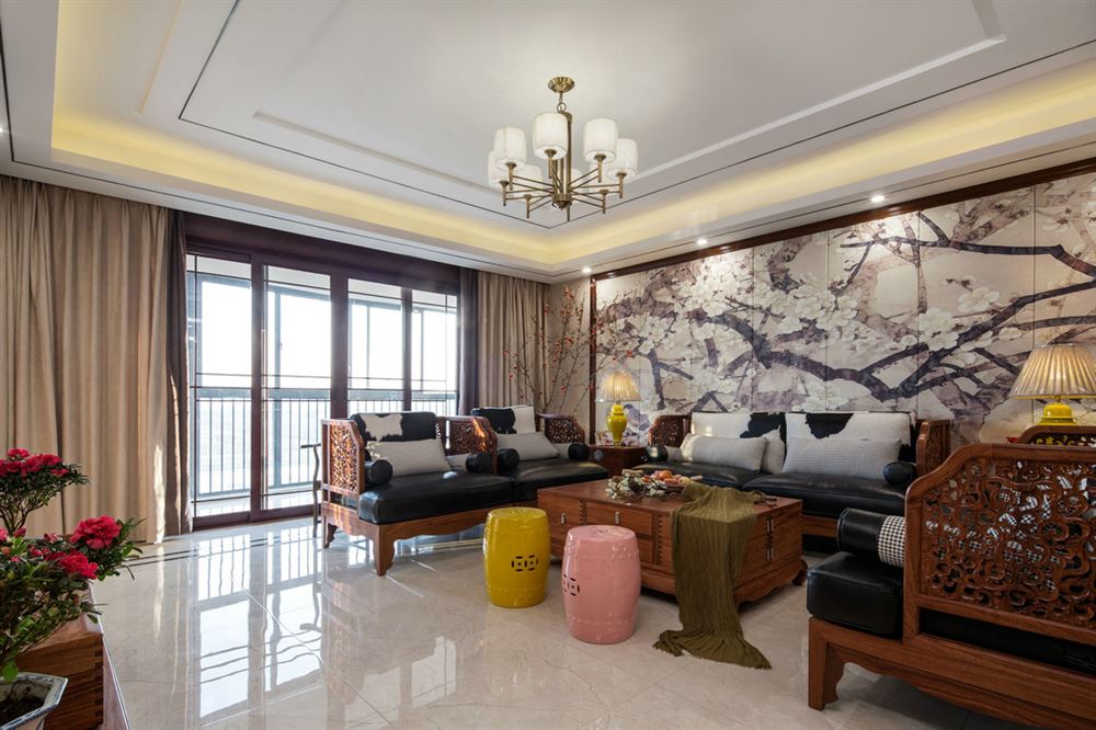 佛山市海倫堡菁華府新中式風(fēng)格三居室裝修案例