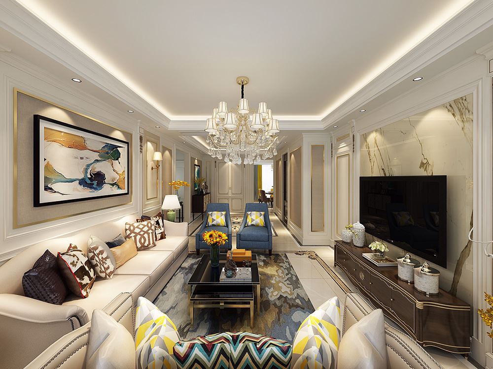 連云港市東方家園歐式風格三居室裝修案例