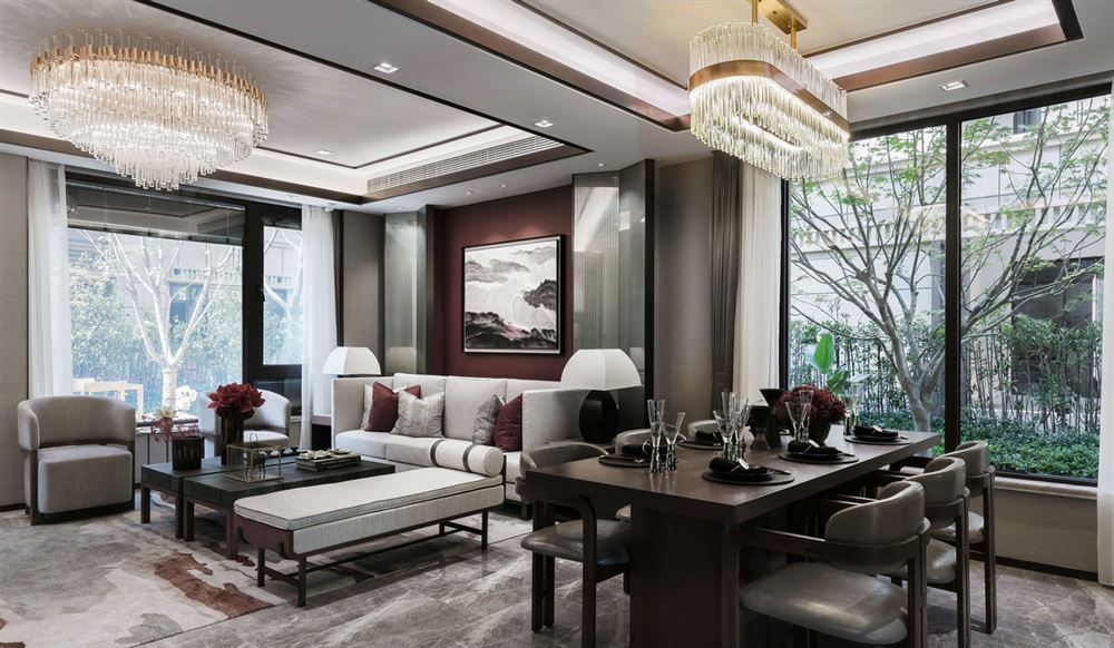 佛山市萬科金域時光(商業)新中式風格別墅裝修案例