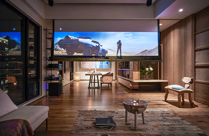 臺式風格家裝設計室內(nèi)裝修效果圖-客廳投影幕