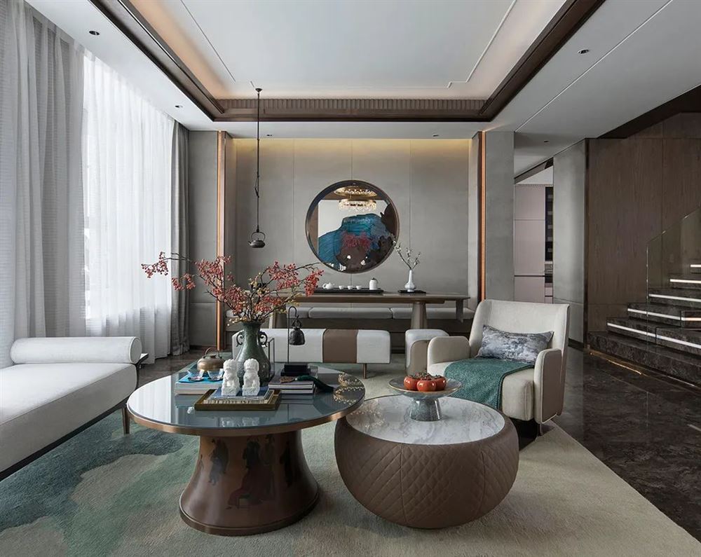 廣州市元邦山清水秀別墅新中式風格復式裝修案例