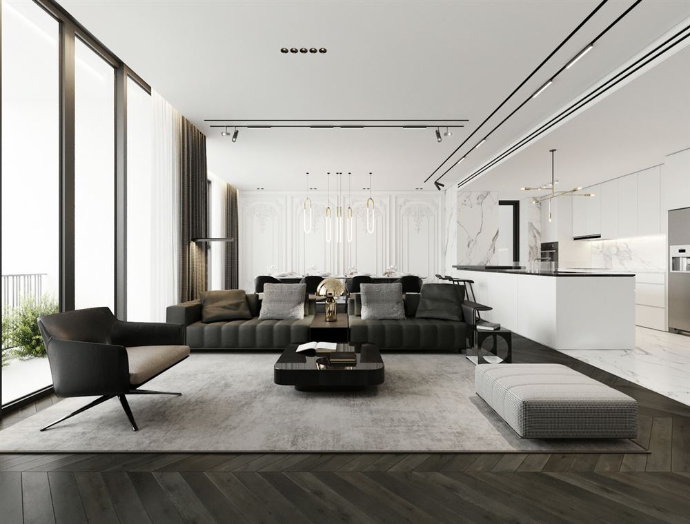 佛山市保利中央公園輕奢風格三居室裝修案例