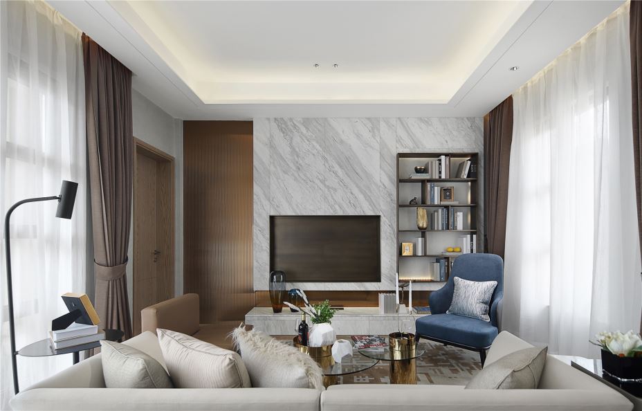 江門市珠江國際新城輕奢風格三居室裝修案例