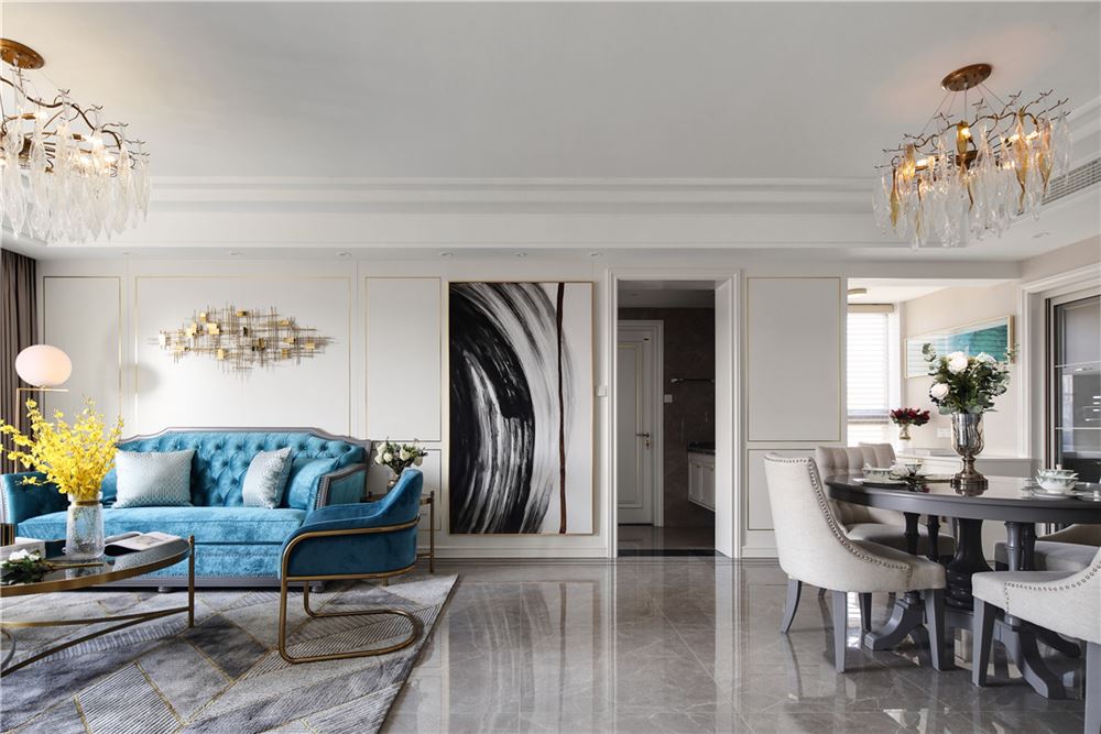 昭通市人民花園輕奢風(fēng)格四居室裝修案例