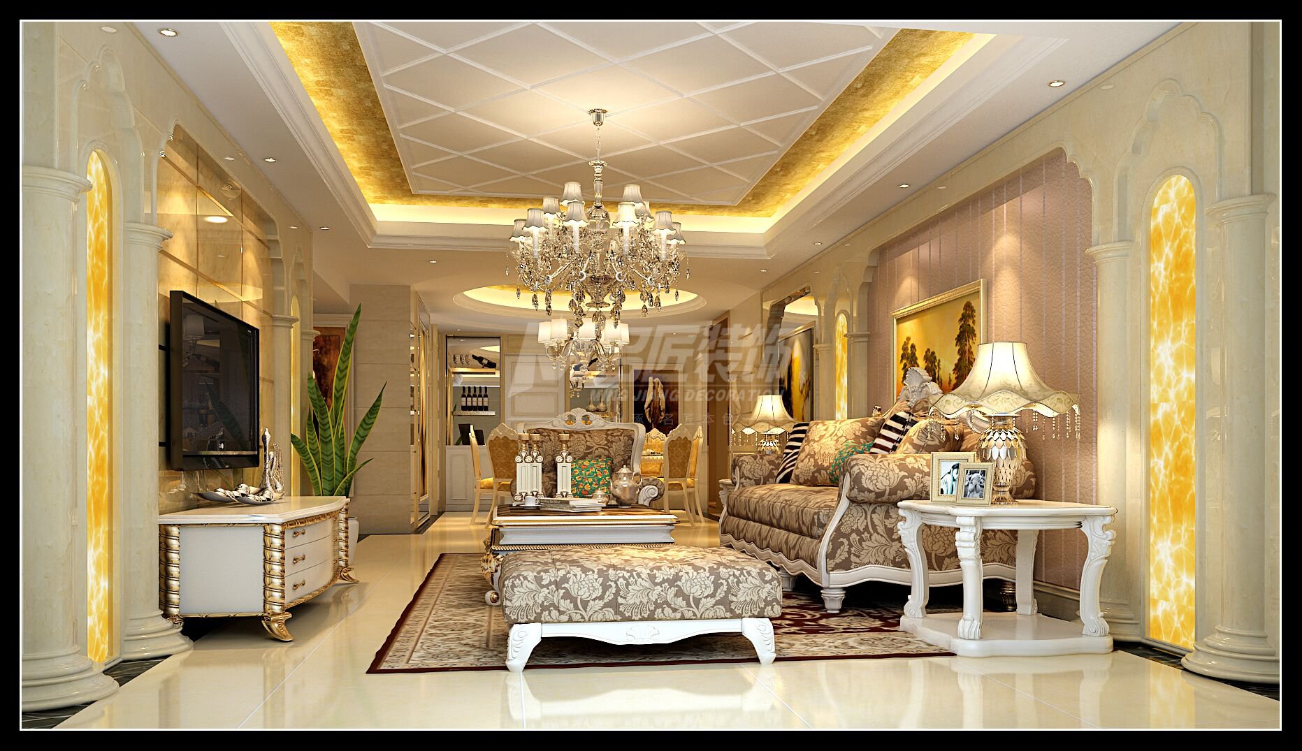 廣州市南華時代城歐式風格四居室裝修案例