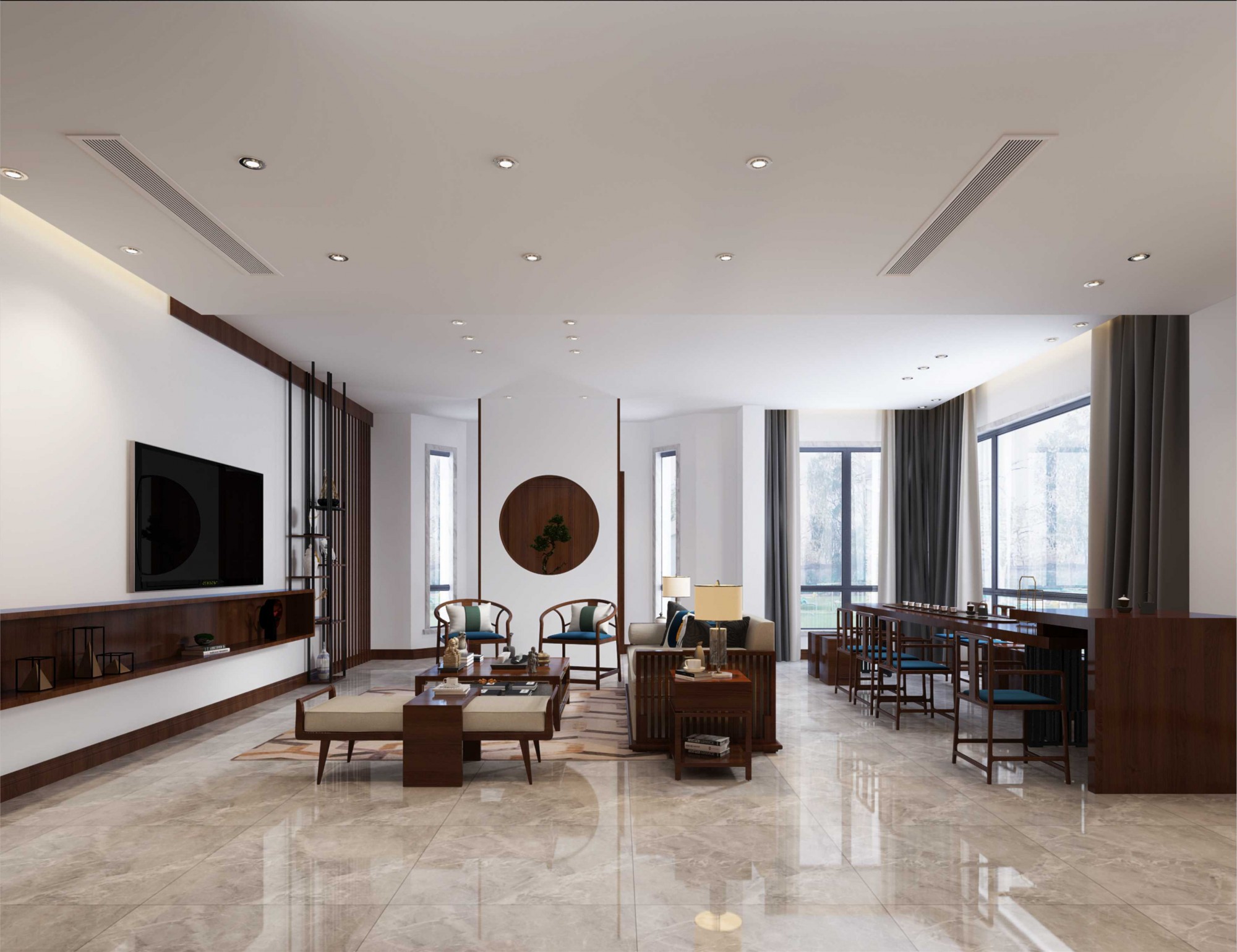 常州市懷德名園新中式風格別墅裝修案例