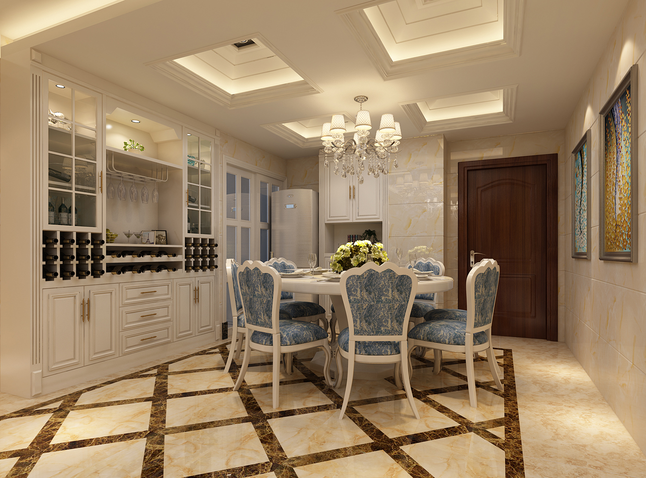 廣州市越秀東園新村歐式風格三居室裝修案例