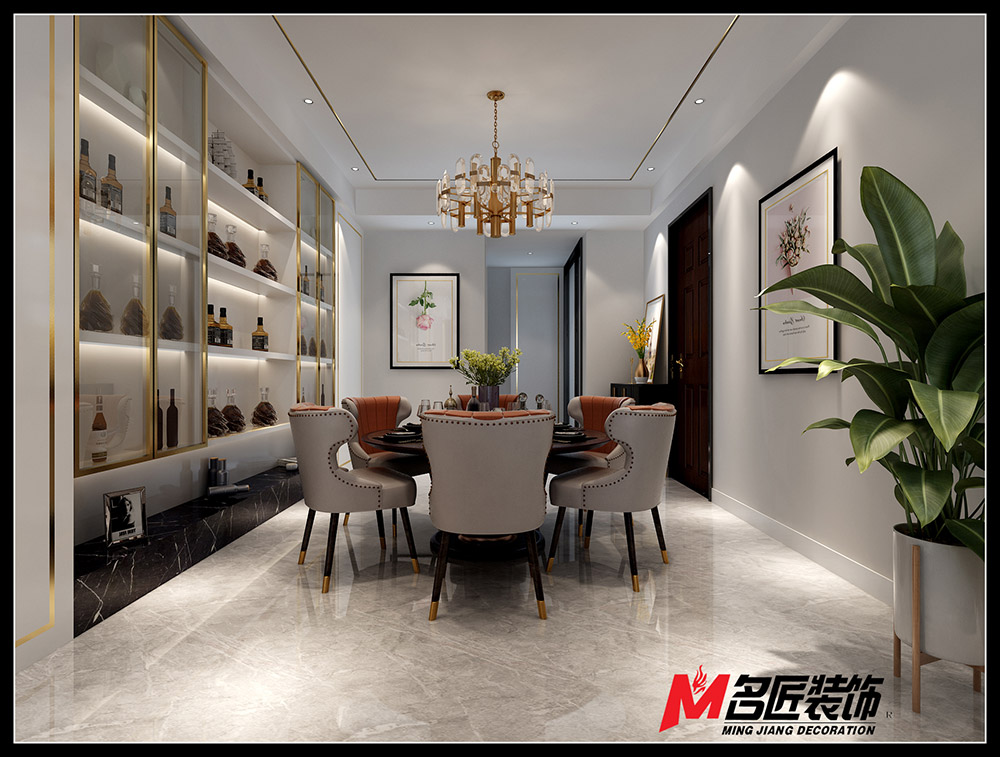 輕奢風格室內裝修效果圖-洋洪小區三居120平米-餐廳 輕奢風格室內裝修效果圖-洋洪小區三居120平米-餐廳