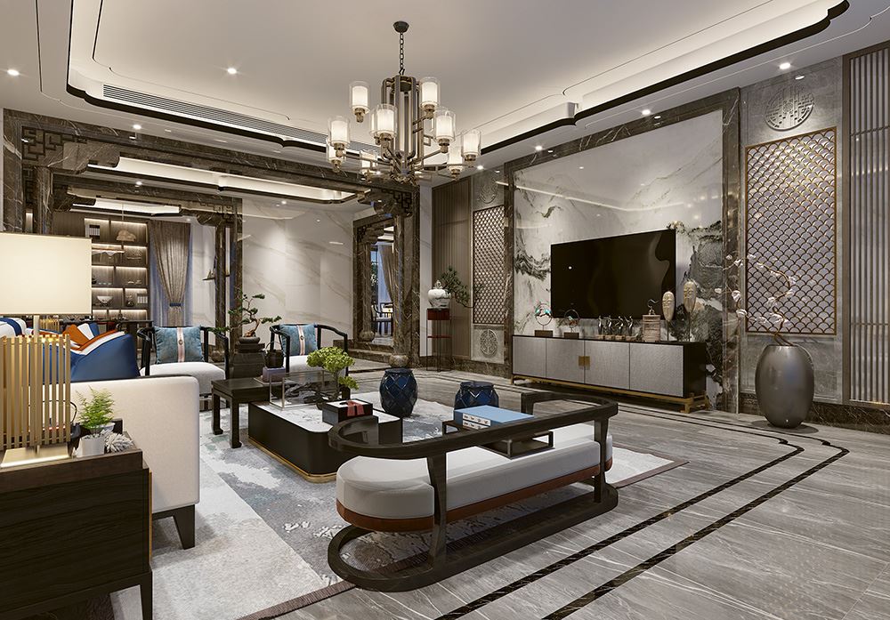 佛山市海倫堡&middot;美的&middot;玖悅府新中式風格別墅裝修案例