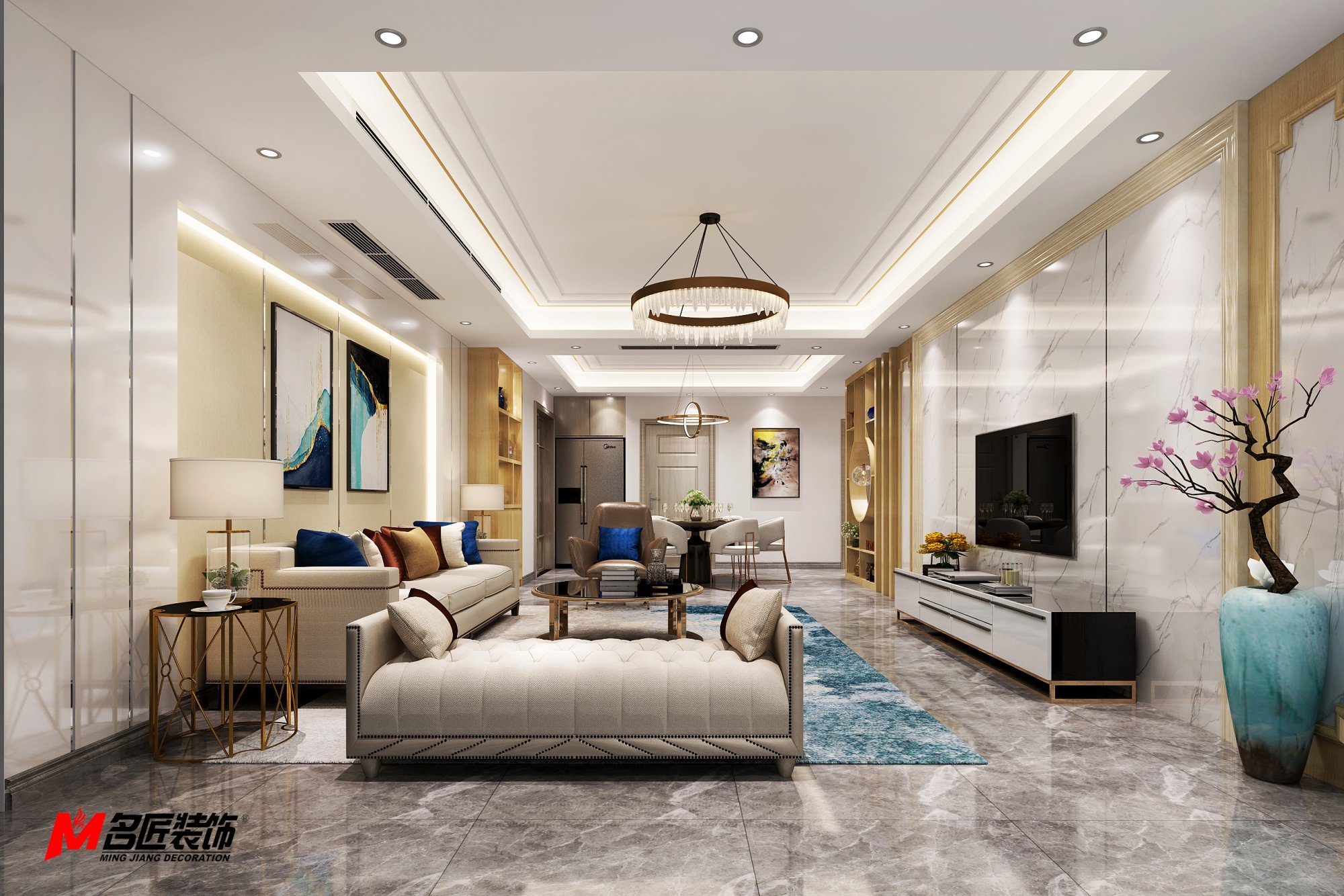 佛山市朝安金茂悅輕奢風(fēng)格三居室裝修案例