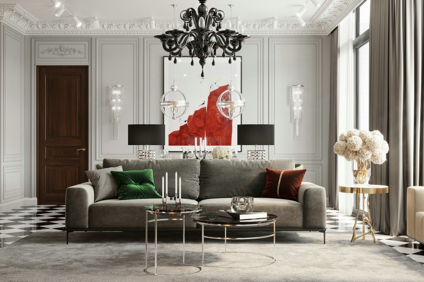 佛山裝修公司歐式風格室內裝修效果圖-客廳