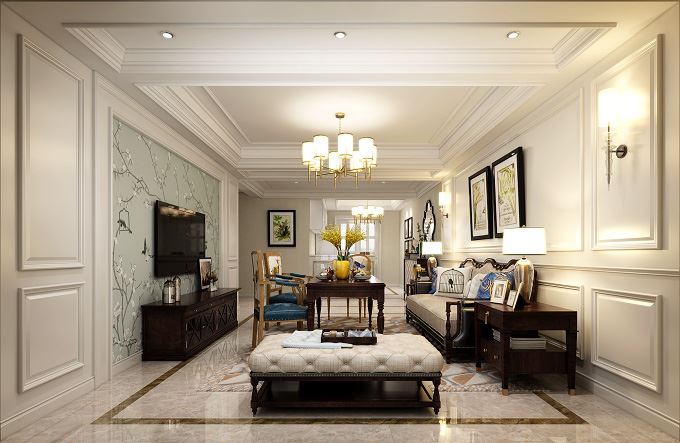 連云港市金秋情緣美式風(fēng)格四居室裝修案例