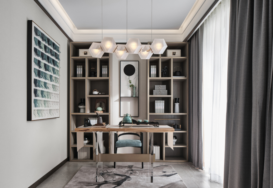 現(xiàn)代中式風格家裝設計室內(nèi)裝修效果圖-書房