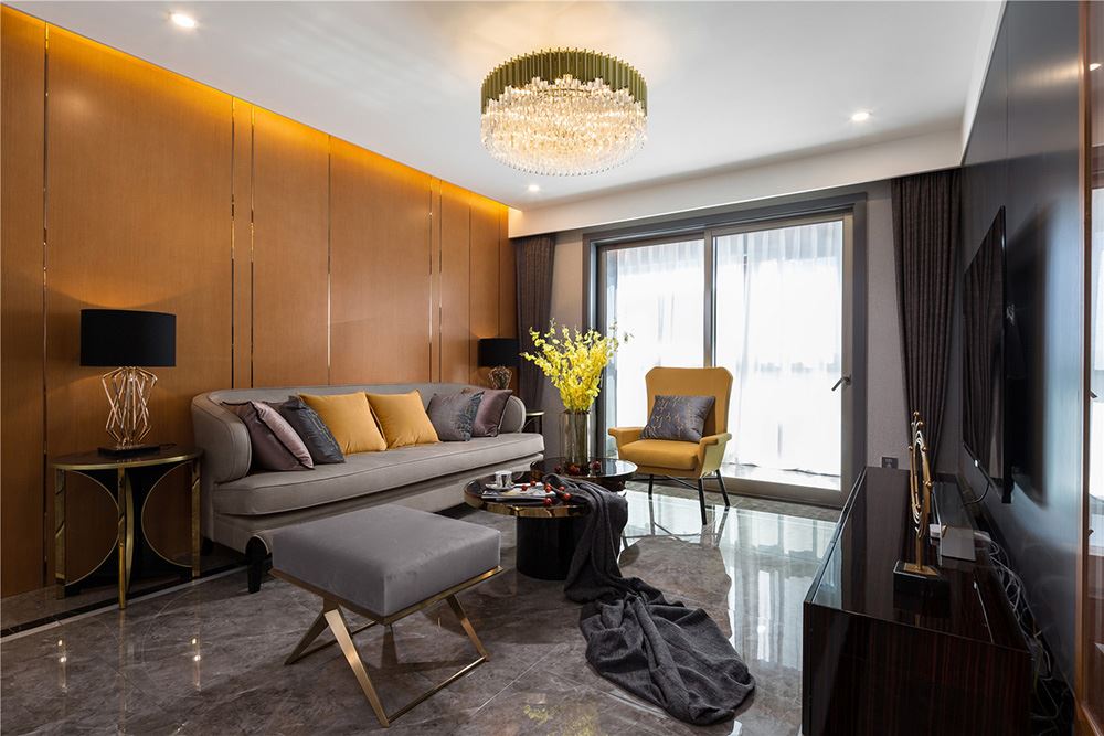 南寧市天昌東盟中央城輕奢風格三居室裝修案例