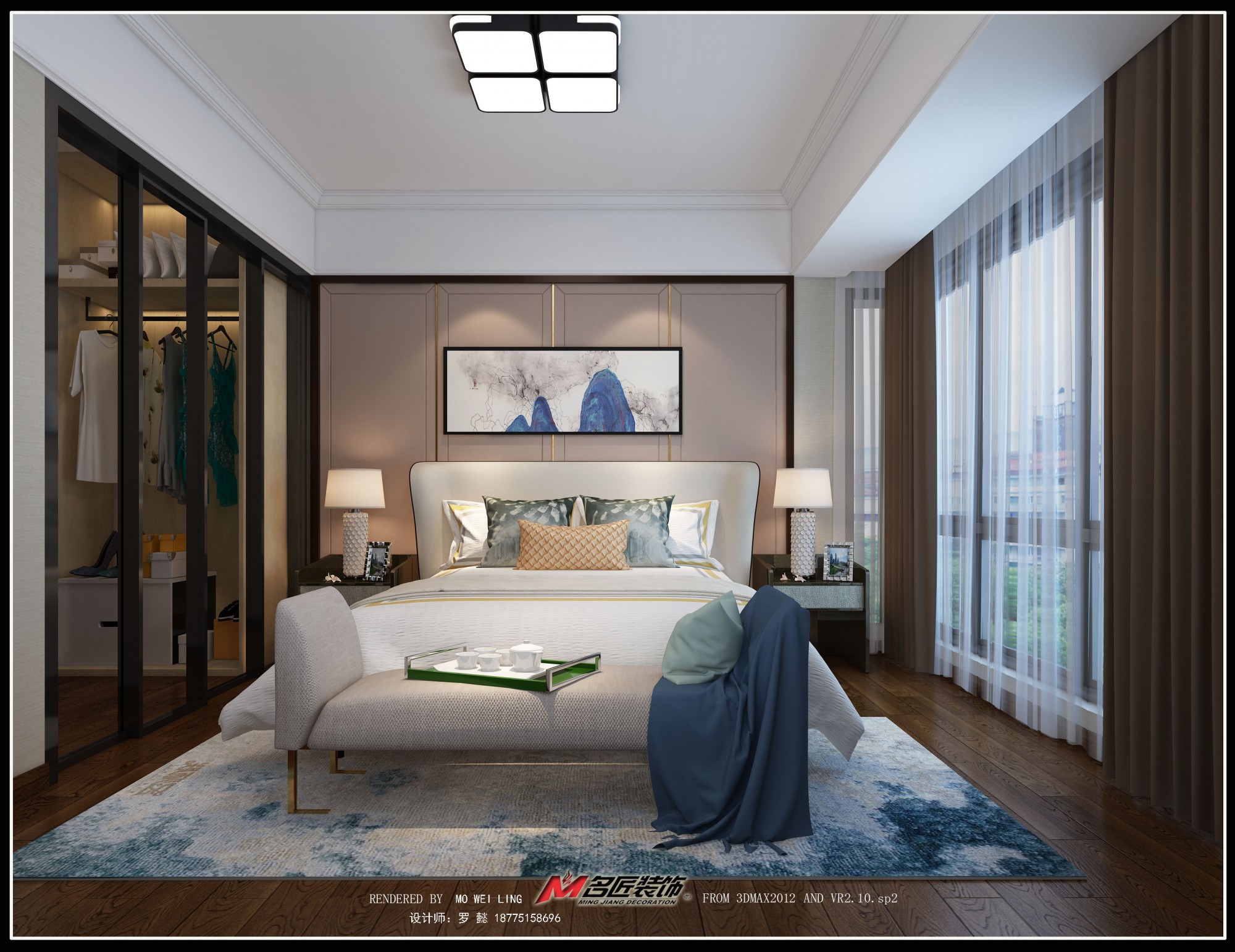 佛山市龍光&middot;玖悅灣新中式風格三居室裝修案例