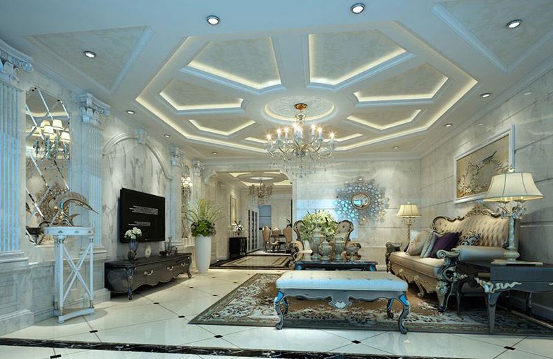 佛山市海倫堡玖悅瀾灣歐式風格五居室裝修案例