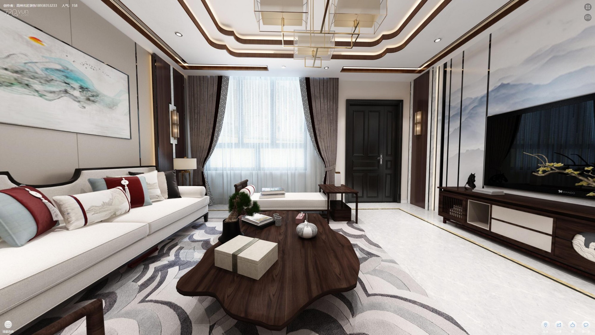 佛山市招商樾園新中式風格別墅裝修案例