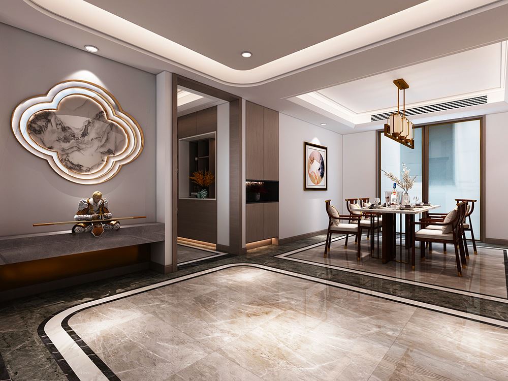 佛山市雅居樂&middot;江畔明珠新中式風格三居室裝修案例