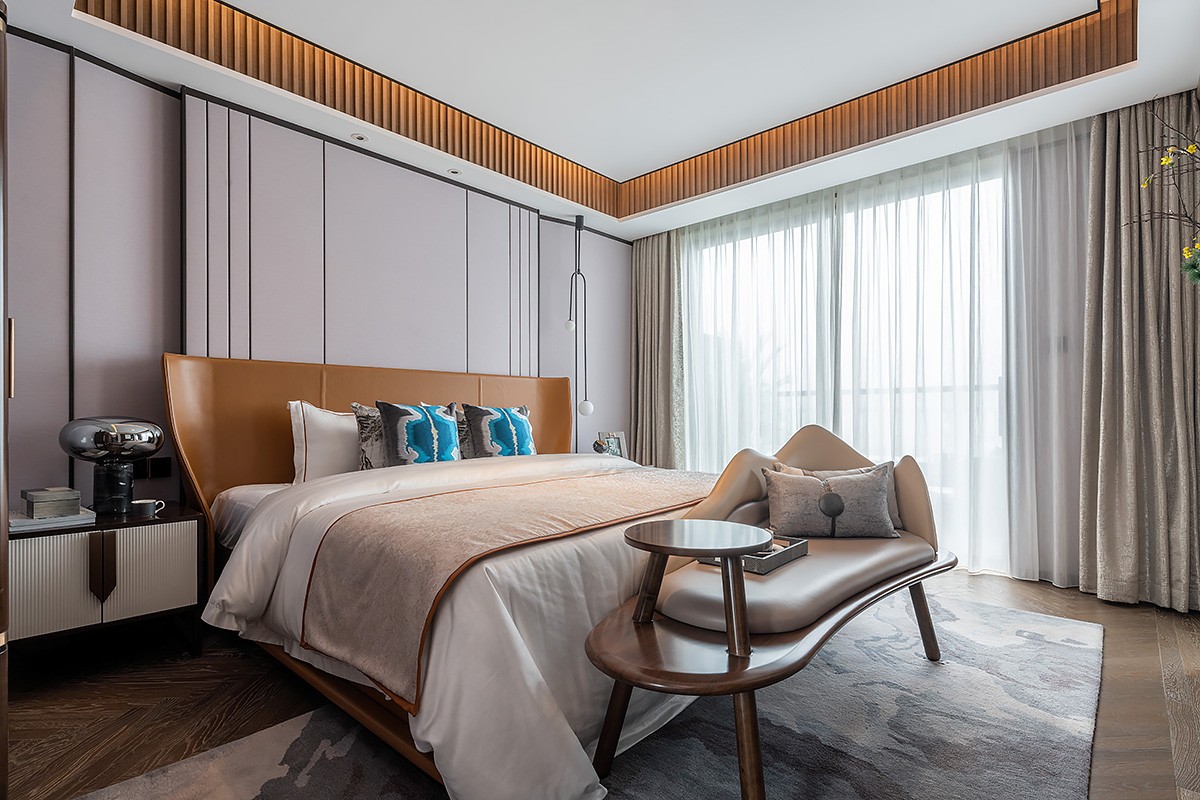 新中式風格家裝設(shè)計別墅裝修效果圖-次臥 新中式風格家裝設(shè)計別墅裝修效果圖-次臥