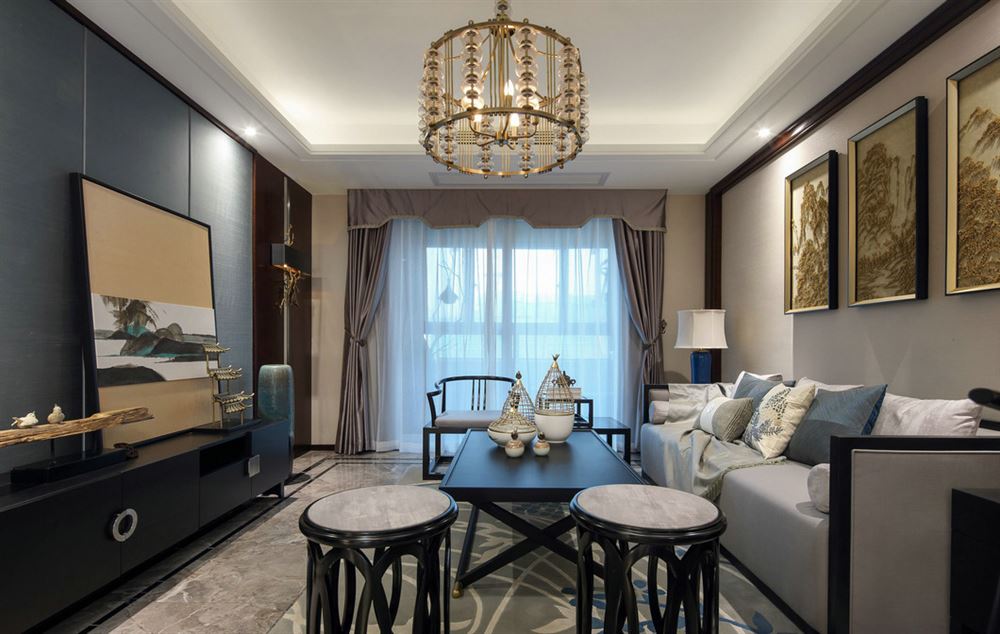 佛山市高明鈞明城新中式風格四居室裝修案例