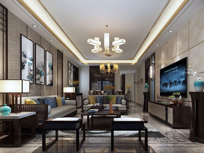 自貢市建華&middot;南湖俊景新中式風(fēng)格別墅裝修案例